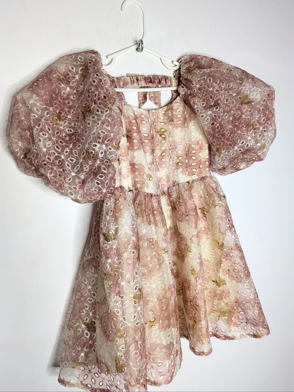 NWT Noralee Nina Blush Pink Cream Eyelet Lace Puff Sleeve Peonie Floral Dress 6